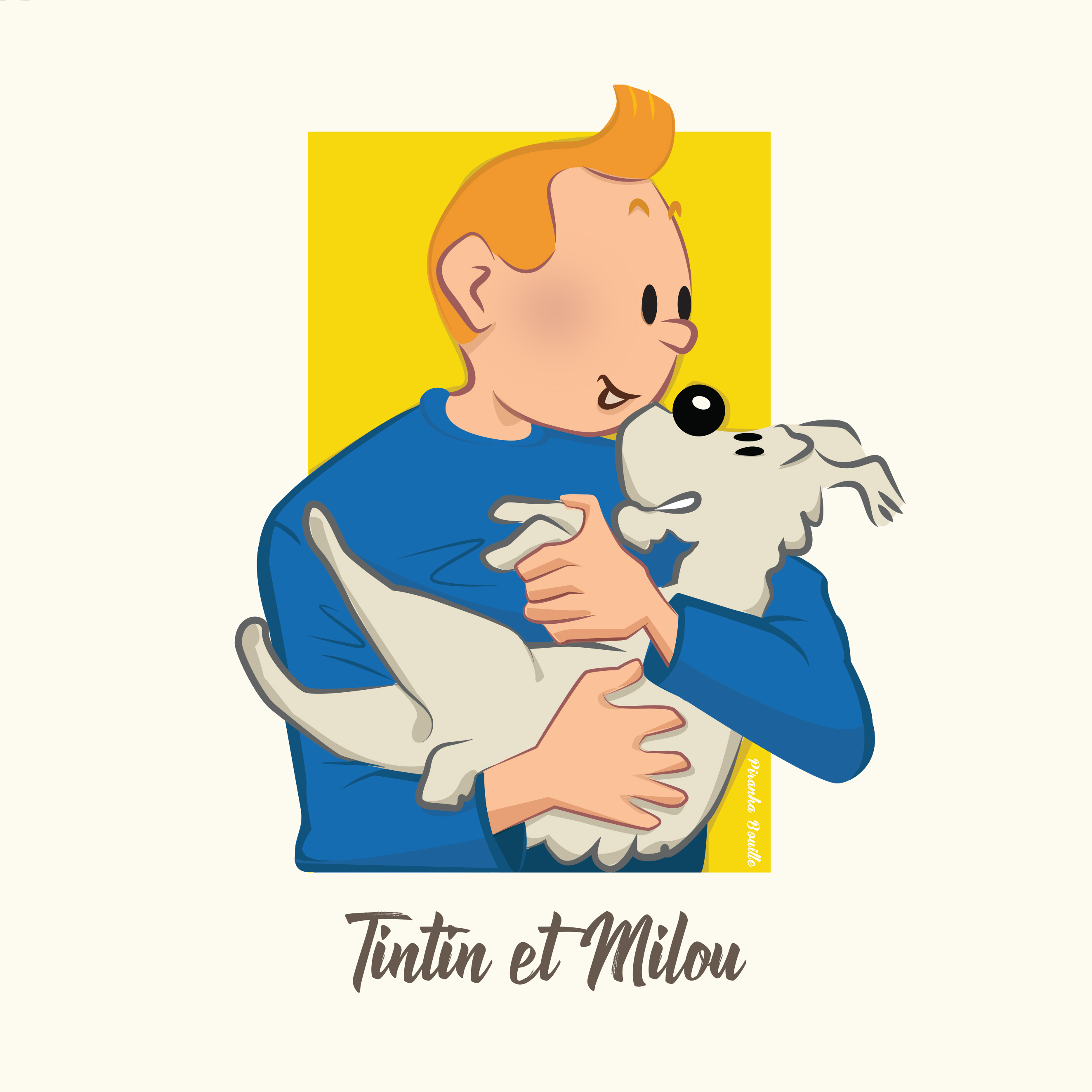 illustration de Tintin et Milou pour le challenge sixfanarts 2020